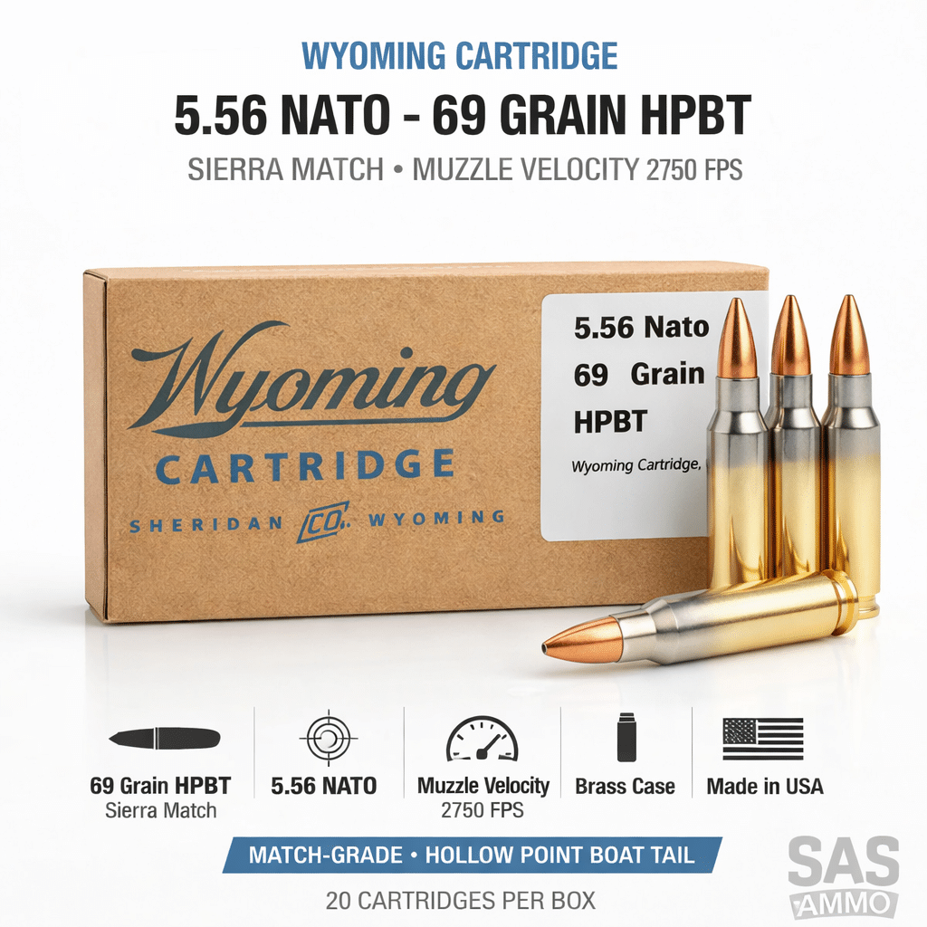 5.56 NATO 69gr HPBT Sierra MatchKing (SMK) – 20 Rounds Boxed Brass (High Performance)