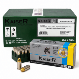 Kaiser 9mm 115 Grain FMJ Steel Case Ammo Kaiser 9mm Luger 115 Grain FMJ Steel Case Ammunition 1000 Round Case manufactured by Sterling