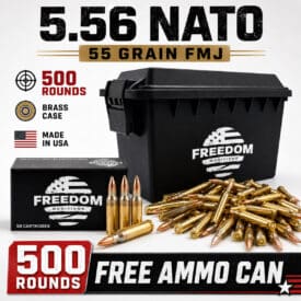 Freedom Munitions 5.56 NATO 55 grain FMJ 500 rounds with free ammo can