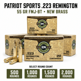 Patriot Sports .223 Remington 55 Grain FMJ-BT bulk brass ammunition