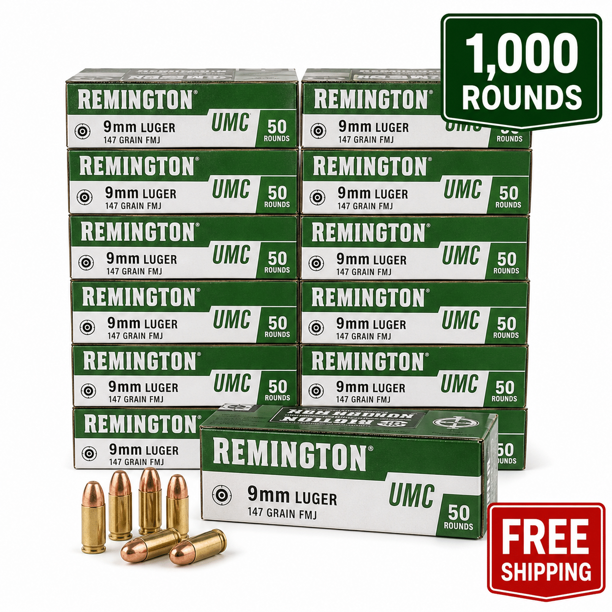 Remington UMC 9mm 147 Grain FMJ 1000 rounds with free shipping Remington UMC 9mm 147 Grain FMJ 1000 rounds with free shipping
